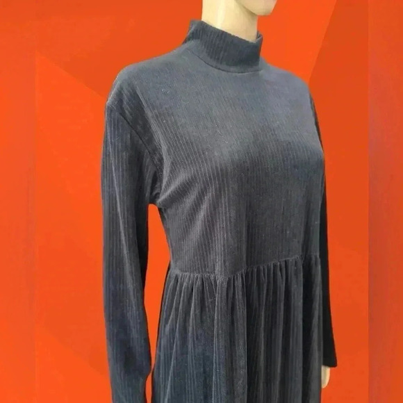 Vintage 90’s Byer Too! Black terry cloth velvety goth punk oversized dress-8 - Picture 1 of 10